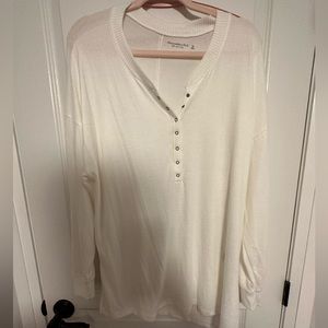 Abercrombie Oversized White Henley - Size XL